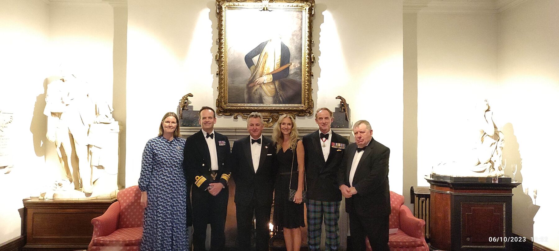 Rear Admiral Rimington with wife Sian Keall, Chief Steward Mike Lloyd and Major General Howes